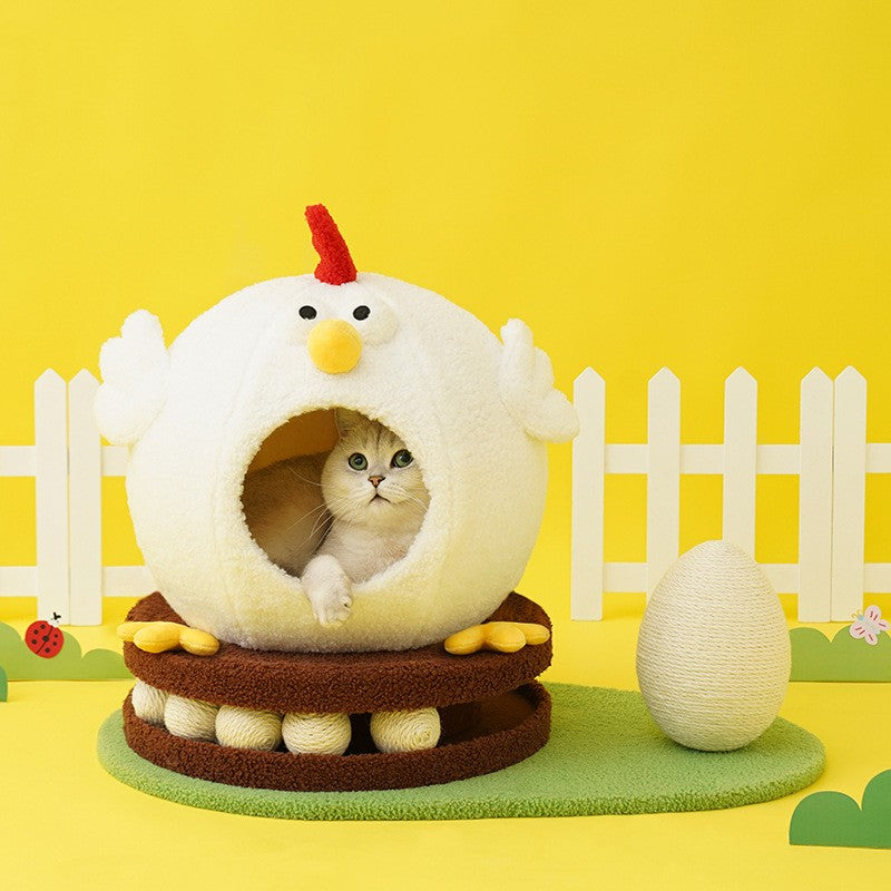 Chick Cat Litter Summer Retreat with Turntable Play Toys-3