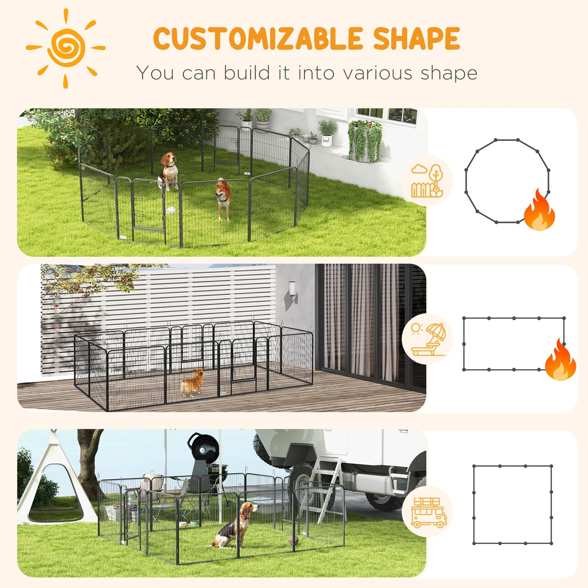 Heavy Duty Puppy Play Pen, 12 Panels Pet Exercise Pet, Pet Playpen for Small and Medium Dogs-3