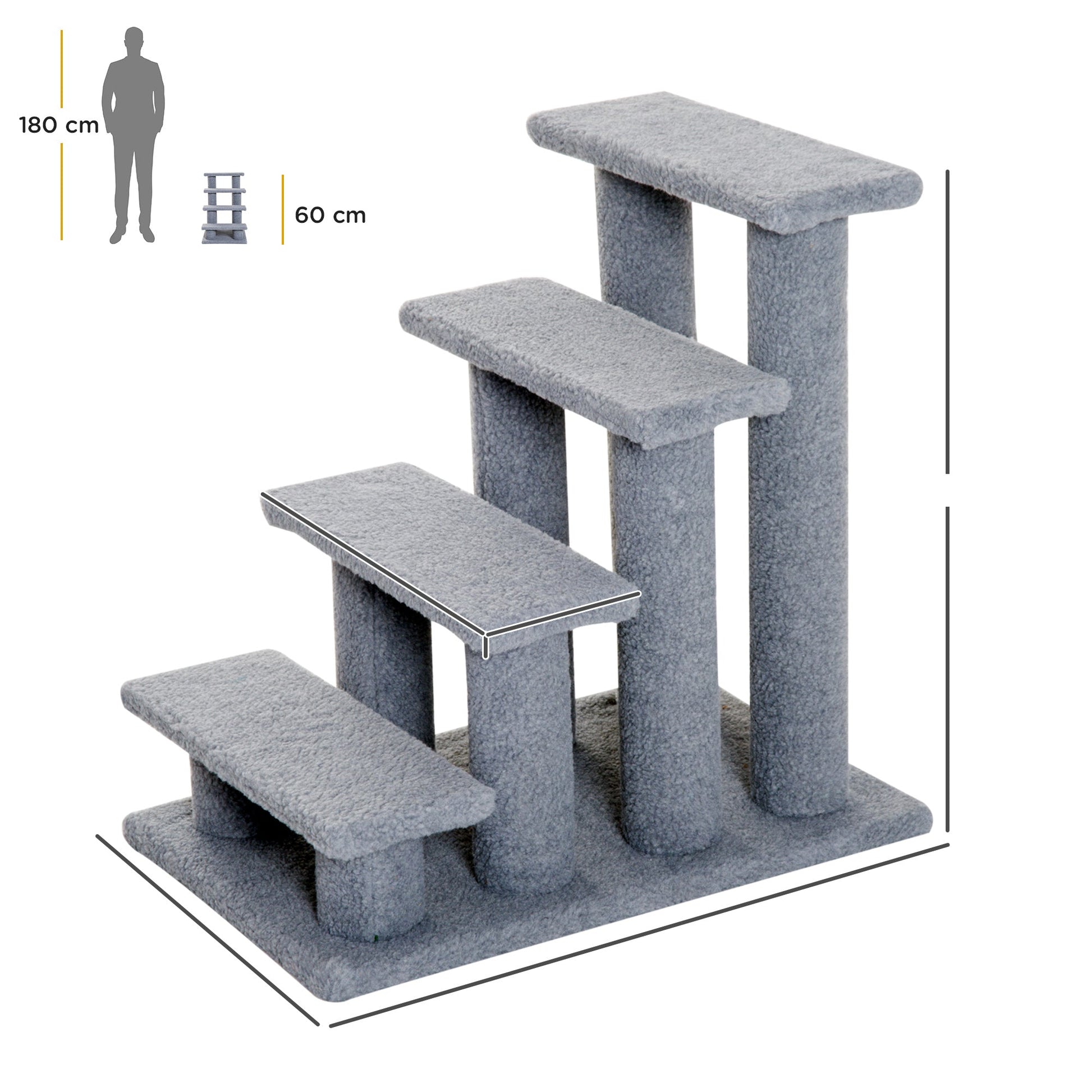 Pet Stair Pet Steps for Bed Cat Little Older Animal Climb Ladder Portable Pet Access Assistance 63.5x43x60cm Grey-2