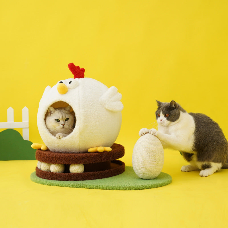 Chick Cat Litter Summer Retreat with Turntable Play Toys-4