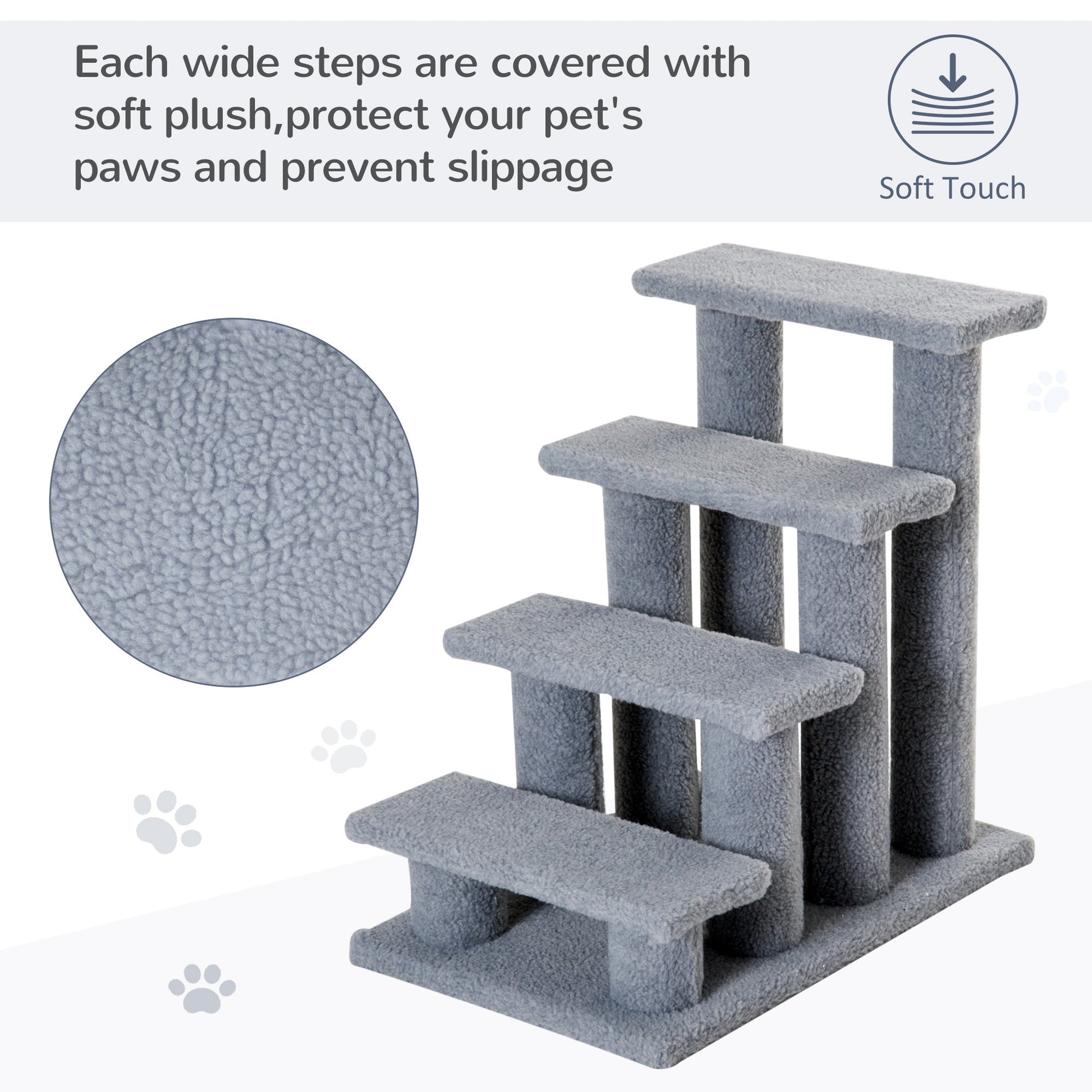 Pet Stair Pet Steps for Bed Cat Little Older Animal Climb Ladder Portable Pet Access Assistance 63.5x43x60cm Grey-3